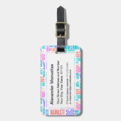 Pastel Yoga Word Cloud Elegant Patroon Bagagelabel (Voorkant verticaal)