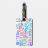 Pastel Yoga Word Cloud Elegant Patroon Bagagelabel (Achterkant verticaal)