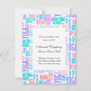 Pastel Yoga Word Cloud Elegant Patroon Kaart