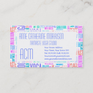Pastel Yoga Word Cloud Elegant Patroon Visitekaartje