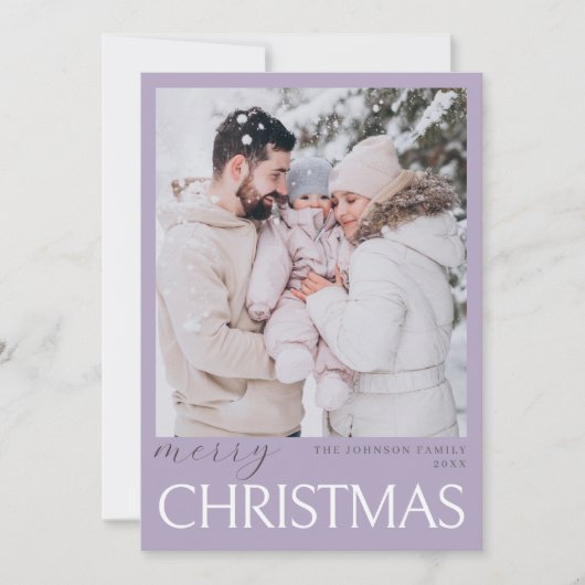 Pastel Zacht Licht Lavendel Vrolijke Kerstfoto Kaart (Voorkant)