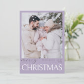 Pastel Zacht Licht Lavendel Vrolijke Kerstfoto Kaart (Staand voorkant)