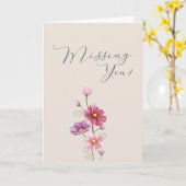 Pastel Zacht Roze Paars Cosmos die je mist Kaart (Gele Bloem)