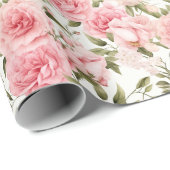 Pastel Zacht Roze Roze Bloem Cadeaupapier (Rol Hoek)
