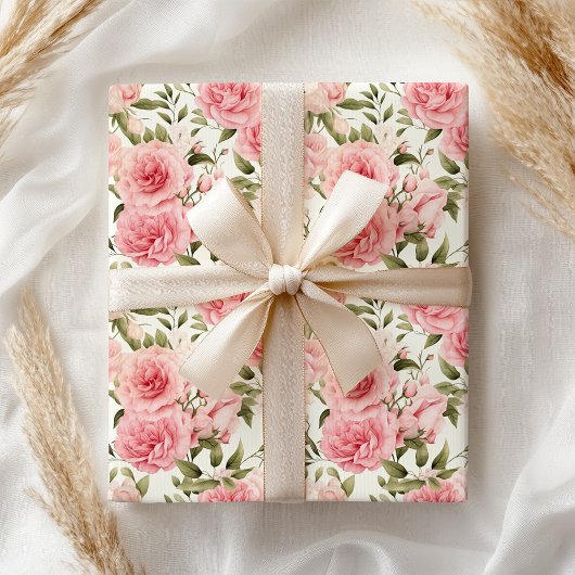 Pastel Zacht Roze Roze Bloem Cadeaupapier