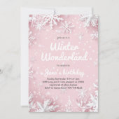 Pastel Zacht Roze Sneeuwvlokken Winter Wonderland Kaart (Voorkant)