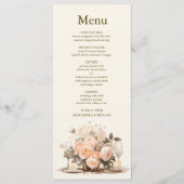 Pastel Zachte Blush Perzik Bloemen Bruiloft Menu (Voorkant)