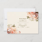 Pastel Zachte Blush Perzik Bloemen Bruiloft RSVP Kaartje (Voorkant)