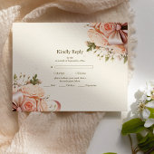 Pastel Zachte Blush Perzik Bloemen Bruiloft RSVP Kaartje