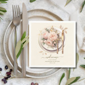 Pastel Zachte Blush Perzik Bloemen Bruiloft Servet