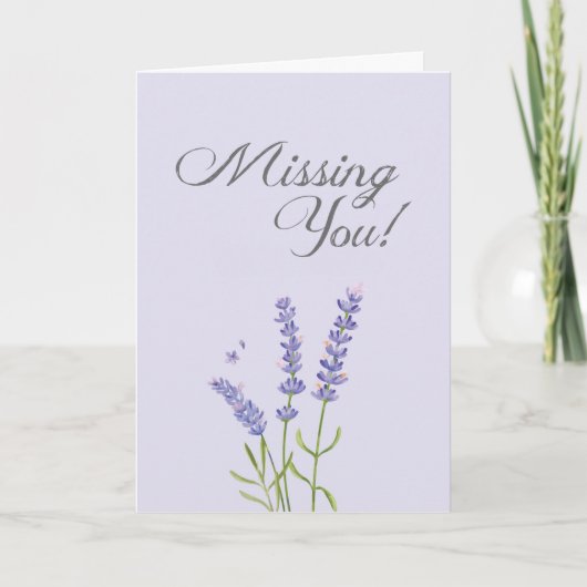Pastel Zachte Lavendel Bloem Ik Mis Je Groet Kaart (Voorkant)