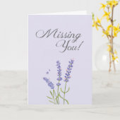 Pastel Zachte Lavendel Bloem Ik Mis Je Groet Kaart (Gele Bloem)