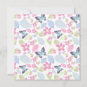 Pastel zachte roze groene bladeren vlinders bruilo save the date (Achterkant)