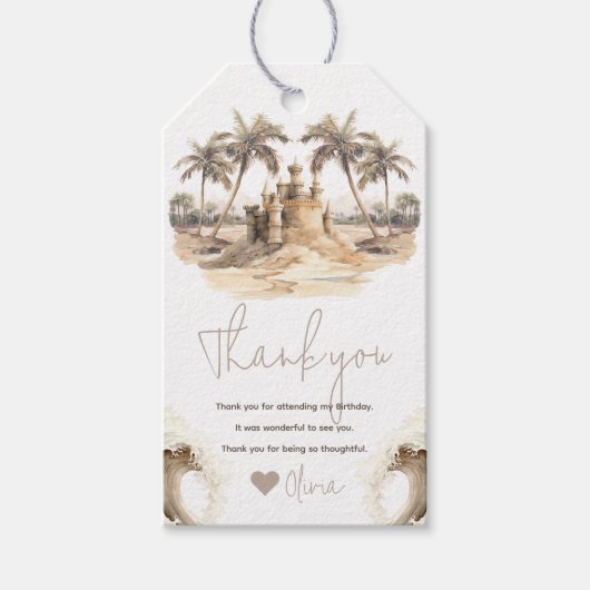 Pastel Zand Elegant Beach Party Custom Cadeaulabel (Voorkant)