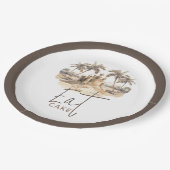 Pastel Zand Elegant Beach Party Eet Cake Papieren Bordje (Gekanteld)
