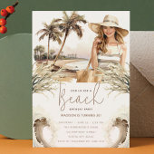 Pastel Zand Verjaardag Beach Party Kaart