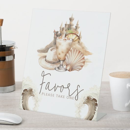 Pastel Zand Verjaardag Strand Tafel Teken Reclamebord Met Voetstuk (Insitu)