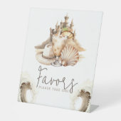 Pastel Zand Verjaardag Strand Tafel Teken Reclamebord Met Voetstuk (Voorkant)