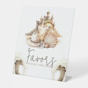 Pastel Zand Verjaardag Strand Tafel Teken Reclamebord Met Voetstuk