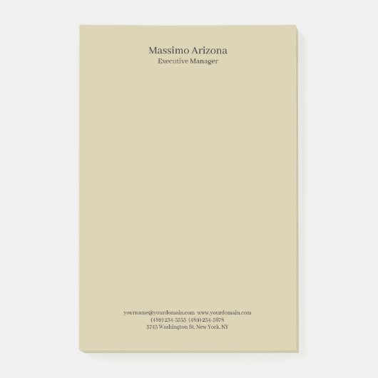 Pastel zand vlak professioneel modern minimailst post-it® notes (Voorkant)