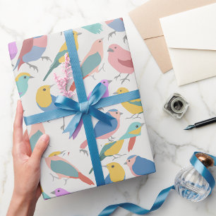 Pastel Zangvogels Patroon Mooie Waterverf Vogels Cadeaupapier