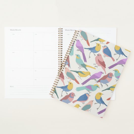 Pastel Zangvogels Patroon Mooie Waterverf Vogels Planner (Display)