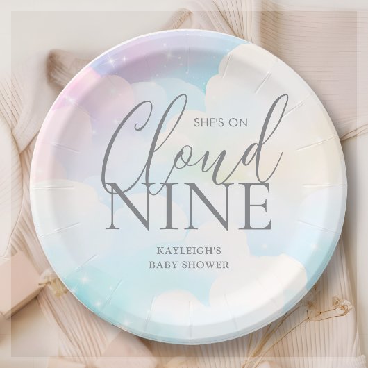 Pastel Ze is op Cloud Nine Baby shower Papieren Bordje