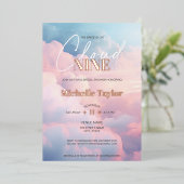 Pastel Ze is op Cloud Nine Vrijgezellenfeest Folie Uitnodiging (Staand Voorkant)