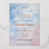 Pastel Ze is op Cloud Nine Vrijgezellenfeest Folie Uitnodiging (Voorkant)