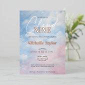 Pastel Ze is op Cloud Nine Vrijgezellenfeest Folie Uitnodiging (Staand Voorkant)