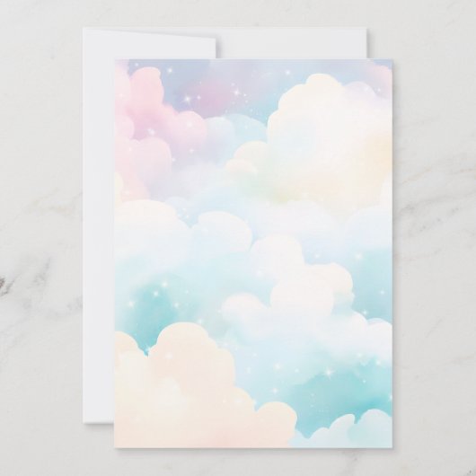Pastel Ze staat op Cloud Nine Baby shower Invitati Kaart (Achterkant)