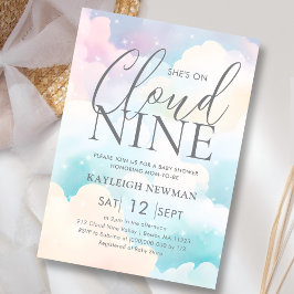 Pastel Ze staat op Cloud Nine Baby shower Invitati Kaart