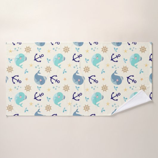 Pastel Zee Creatures – Ocean Towel Design Badhanddoek (Badhanddoek)