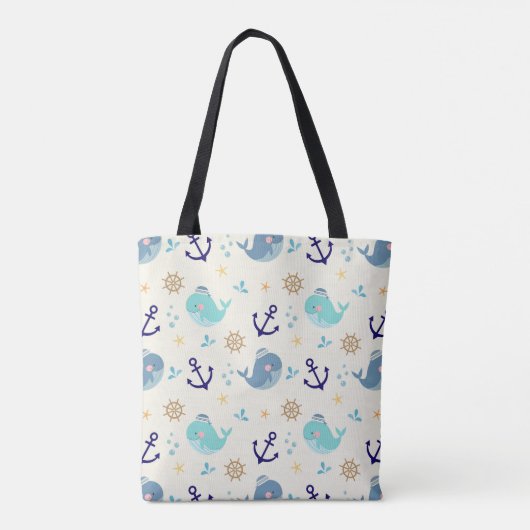 Pastel Zee Creatures - Schattigee Oceaan Dierenpat Tote Bag (Achterkant)