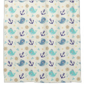 Pastel Zee Creatures - Schattigee Oceaan Patroon Douchegordijn (Voorkant)