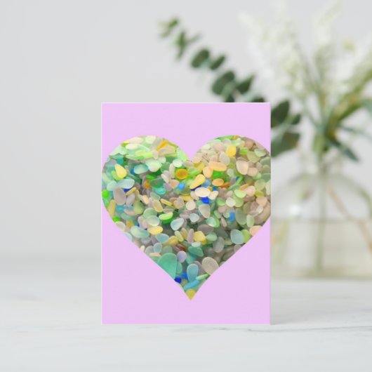 Pastel Zee glas hars in roze Briefkaart (Staand voorkant)