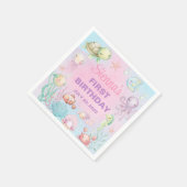 Pastel zee leven meisje verjaardag papieren servet (Hoek)