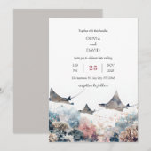 Pastel Zee Marine Life Coral Reef Beach bruiloft Kaart (Voorkant / Achterkant)