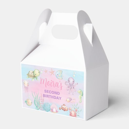 Pastel zee oceaan leven meisje verjaardagsgunst do bedankdoosjes (Voorkant Zijde)