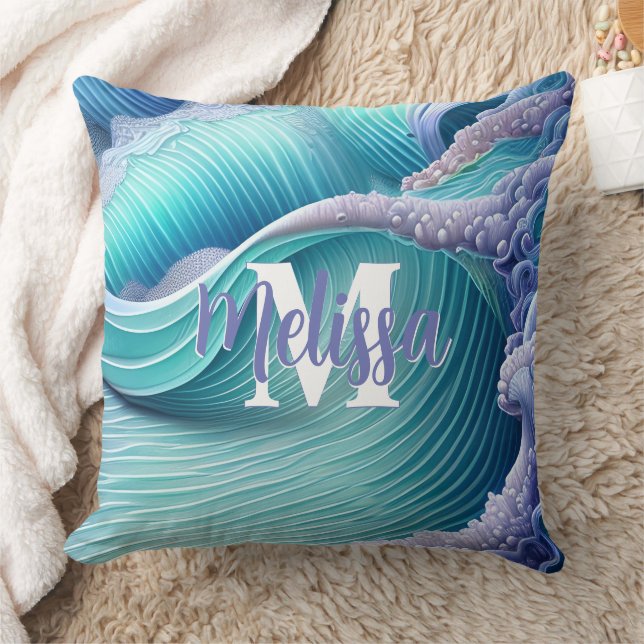 Pastel Zee Waves Monogram Kussen (Deken)