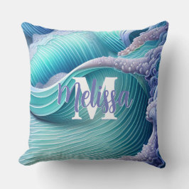 Pastel Zee Waves Monogram Kussen