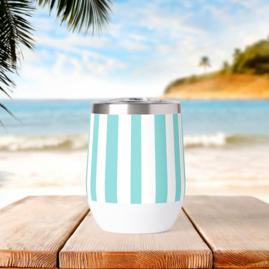 Pastel Zeegroen Blauw Witte Strepen (Strand (Gedraaid) )