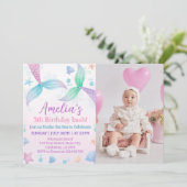 Pastel Zeemeermin 1e Verjaardag uitnodiging (Staand voorkant)