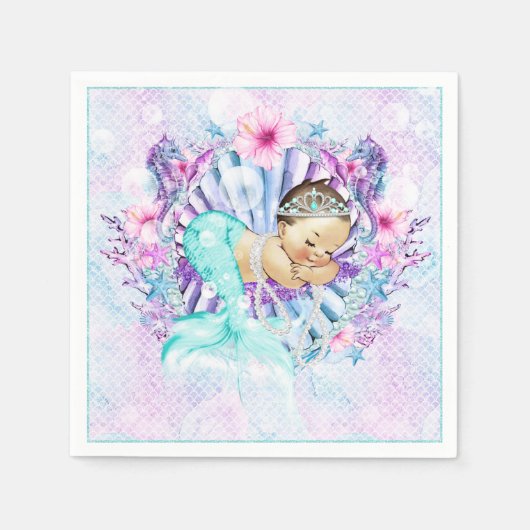 Pastel Zeemeermin Babyshower Servetten (Voorkant)