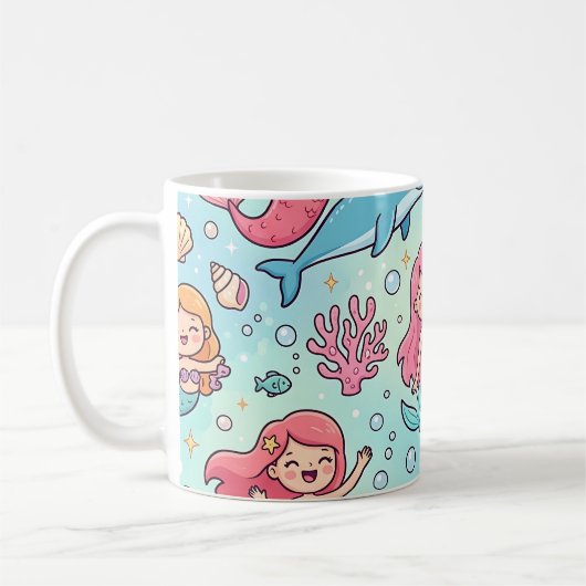 Pastel Zeemeermin Dolfijn Cute Mok (Links)