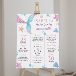 Pastel Zeemeermin Meisje 1e Verjaardag Mijlpaal Te Poster