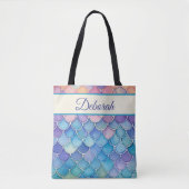 Pastel zeemeermin schalen gepersonaliseerd tote bag (Voorkant)