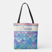 Pastel zeemeermin schalen gepersonaliseerd tote bag (Achterkant)