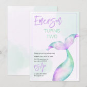 Pastel Zeemeermin Staart Verjaardag Uitnodiging (Voorkant / Achterkant)