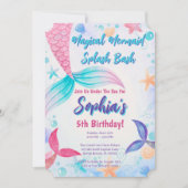Pastel zeemeermin staart Waterverf verjaardagsfees Kaart (Voorkant)